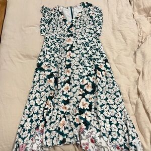 Rebecca Taylor Green and White Floral Maxi Dress